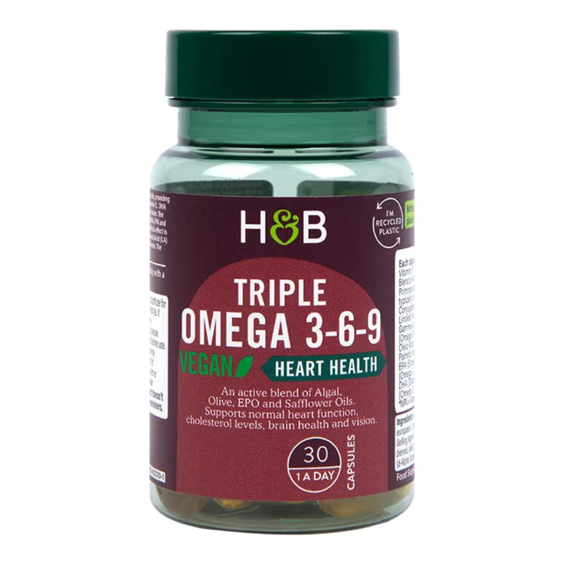 Holland & Barrett High Strength Vegan Triple Omega 3-6-9 Oil 680mg 30 Capsules | London Grocery