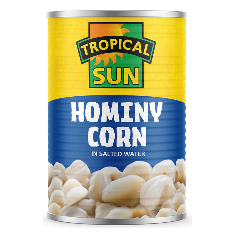 Tropical Sun Hominy Corn (Large White / Mote) 12 x 425g | London Grocery