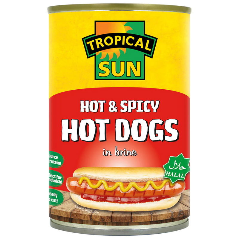 Tropical Sun Hot Dogs Hot & Spicy 12 x 400g | London Grocery