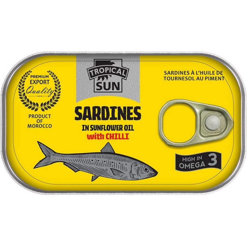 Tropical Sun Sardines with Chilli 12 x 125g | London Grocery