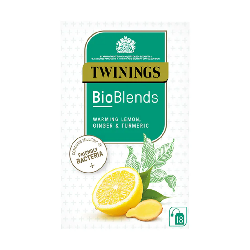 Twinings Bioblends Lemon, Ginger & Turmeric 18 Tea Bags | London Grocery