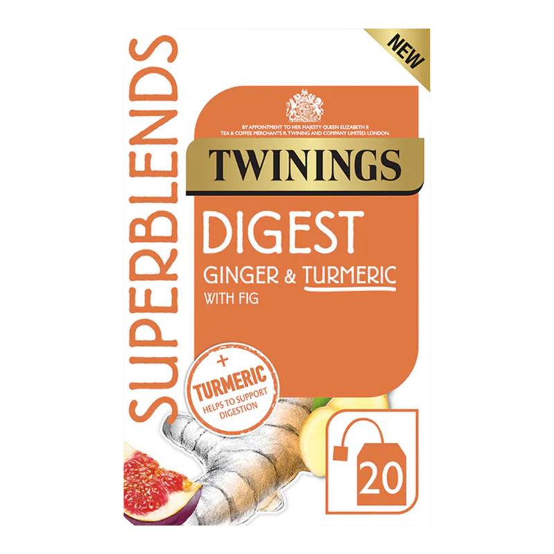 Twinings Superblends Digest Ginger & Turmeric with Fig 20 Teabags | London Grocery