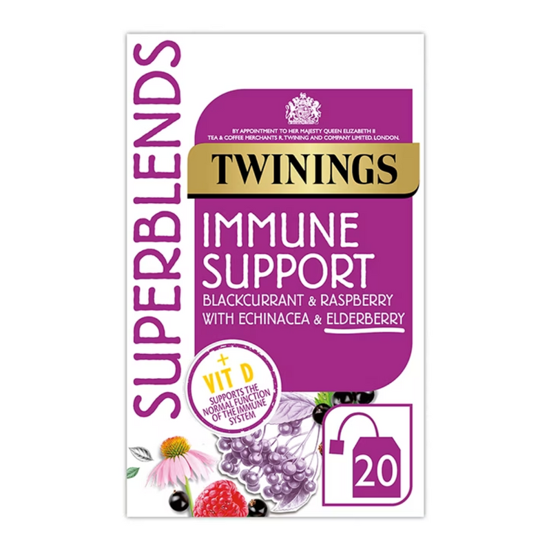 Twinings Superblends Immune Support with Blackcurrant, Raspberry & Vitamin D 20 Tea Bags | London Grocery
