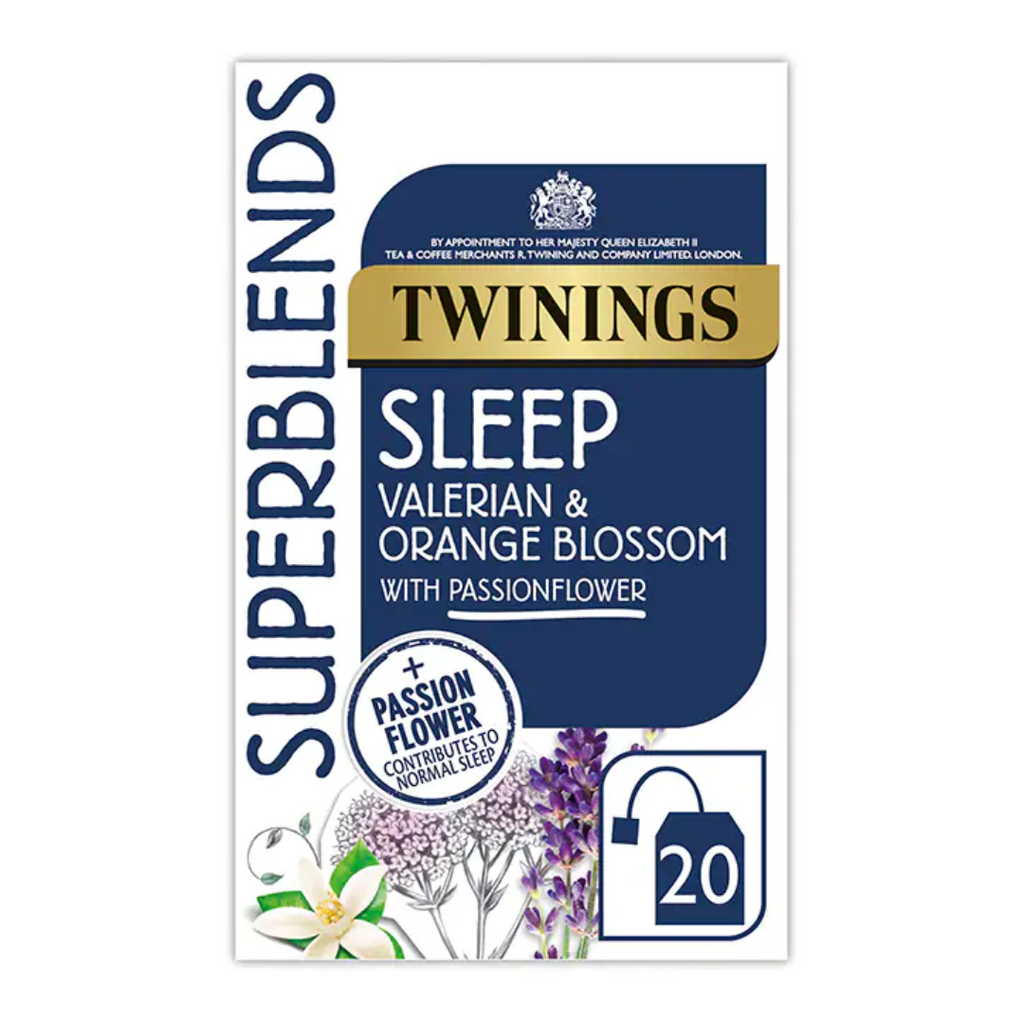 TWININGS Super Blends Sleep Valerian & Orange Blossom With TWININGS Super Blends Sleep Valerian & Orange Blossom With