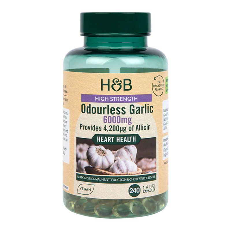 Holland & Barrett Enteric Coated Odourless Garlic 6000mg 240 Capsules | London Grocery