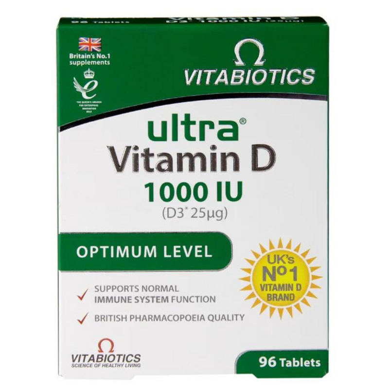 Vitabiotics Ultra Vitamin D 1000 IU Optimum Level 96 Tablets | London Grocery
