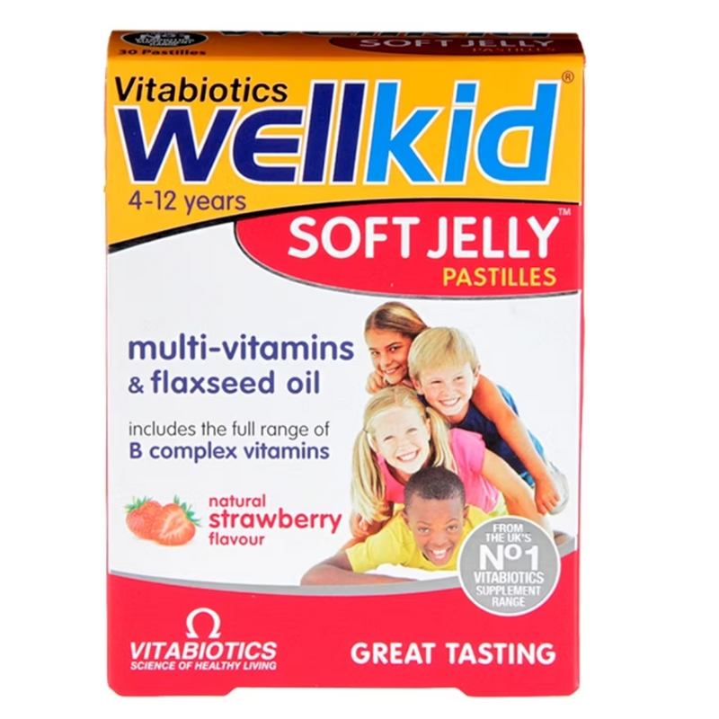 Vitabiotics Wellkid Soft Jelly Pastilles Strawberry 30 Chews | London Grocery