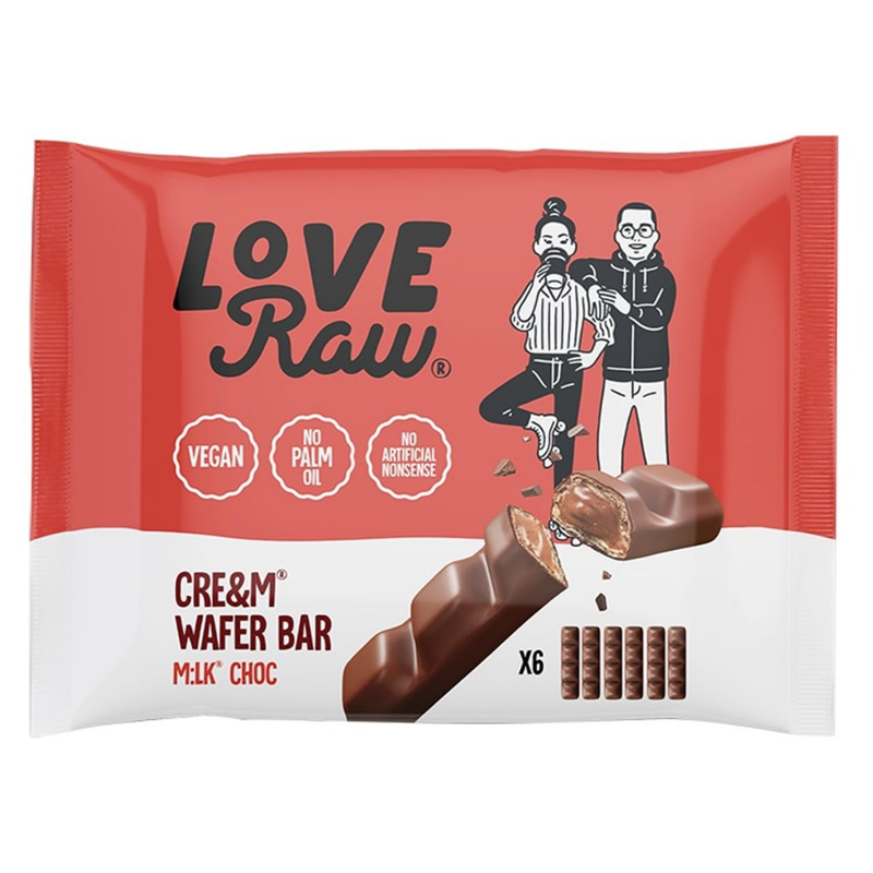 LoveRaw Vegan M:lk Choc Wafer Bar Mult-Pack 6 x 21.5g | London Grocery