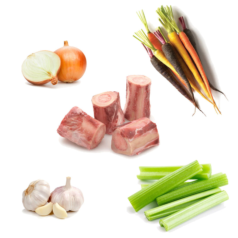 Nourishing Beef and Veggie Soup Box | 5 Ingredietns | Beef Marrow Bones | Rainbow Carrots | Onion | Celery | Garlic | London Grocery