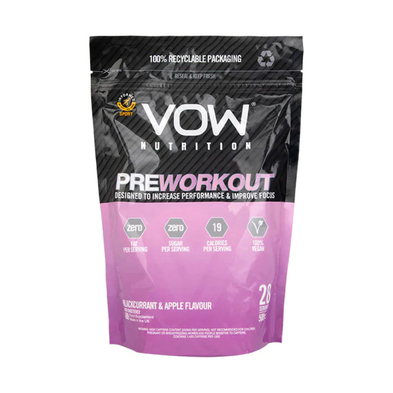 Vow Nutrition Pre Workout Blackcurrant & Apple 500g | London Grocery
