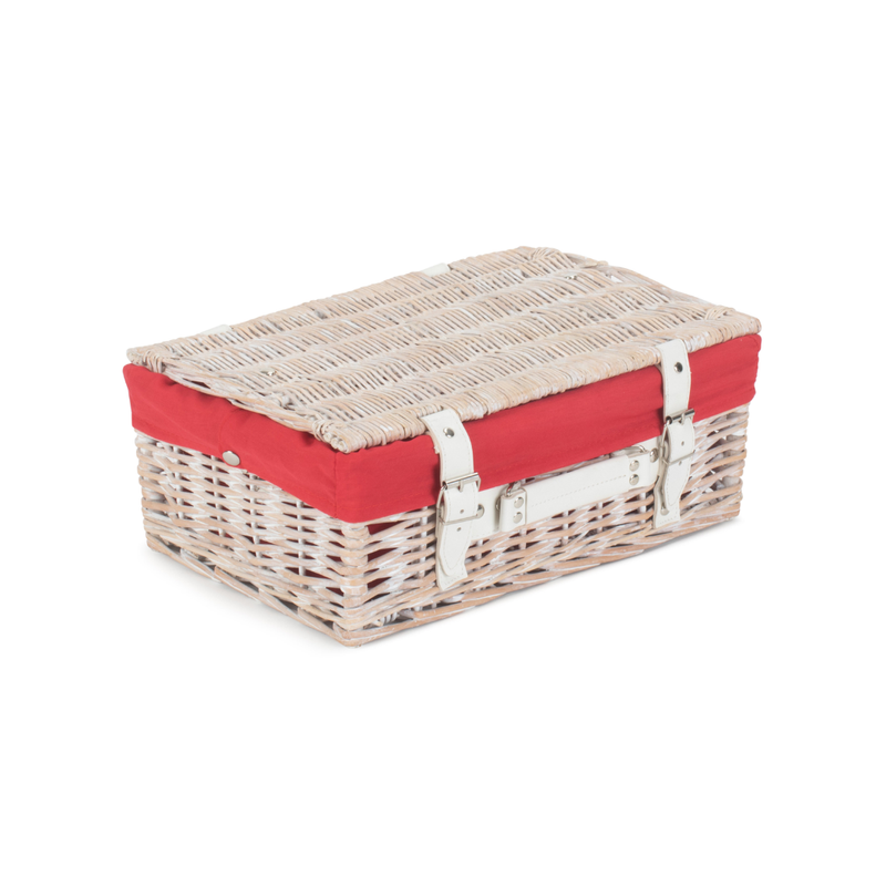 14" White Hamper With Red Lining | London Grocery