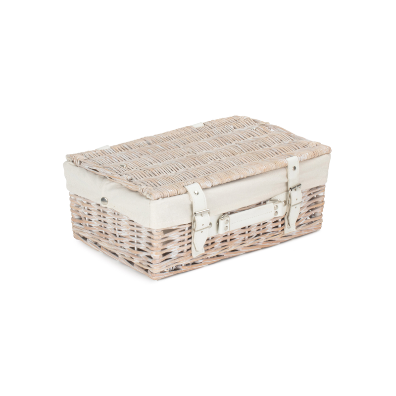14" White Hamper With White Lining | London Grocery