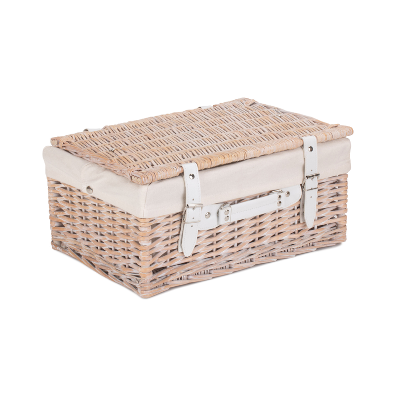 16" White Hamper With White Lining | London Grocery