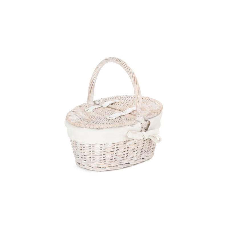 Childs White Wash Lidded Hamper With White Lining | London Grocery