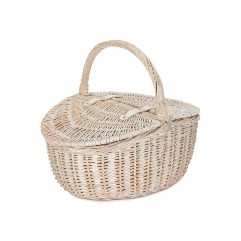 White Wash Finish Oval Picnic - Unlined | London Grocery