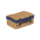 14" Wicker Hamper With Navy Blue Lining | London Grocery