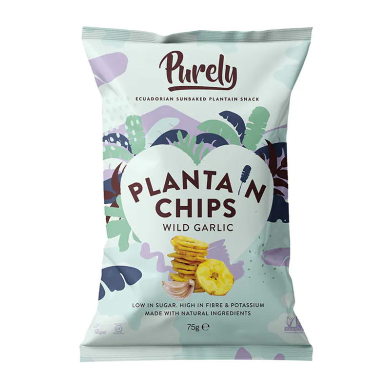 Purely Plantain Chips Wild Garlic 75g | London Grocery