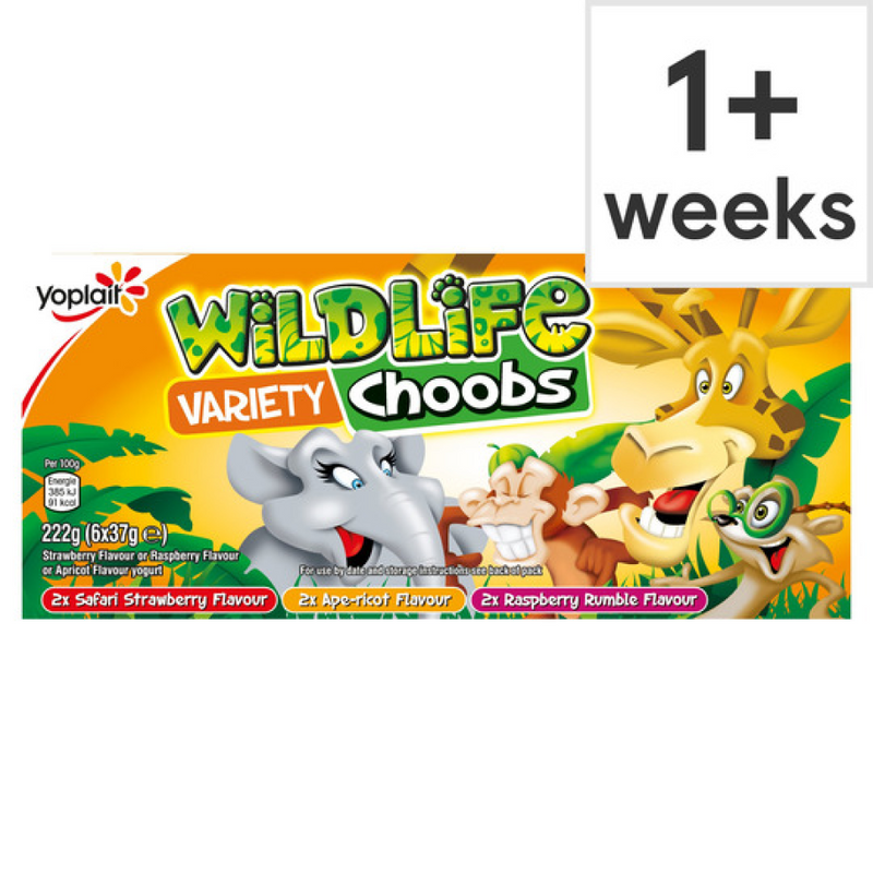 Wildlife Choobs Strawberry Raspberry & Apricot Yogurt 6X37g-London Grocery