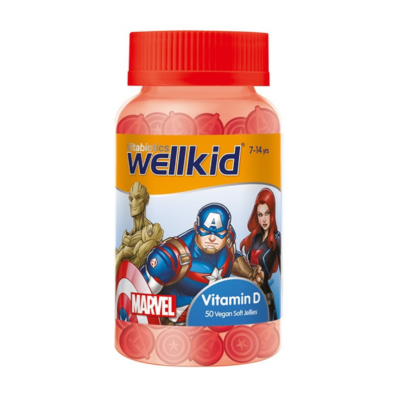 Vitabiotics Wellkid Marvel Vitamin D 7-14 years 50 Vegan Soft Jellies | London Grocery