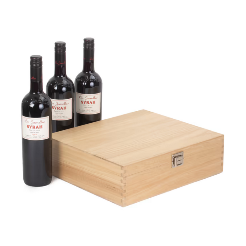 Three Bottle Clear Varnish Wooden Box | London Grocery