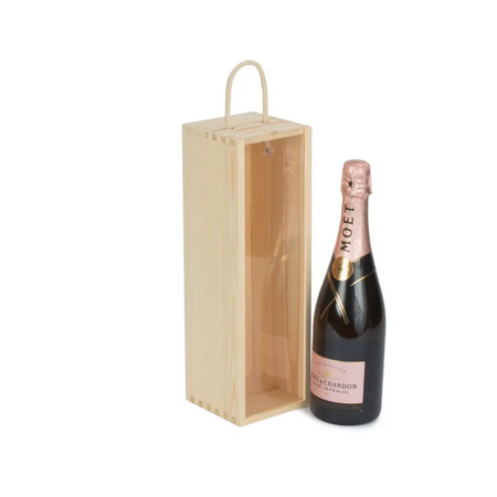 Single Bottle Wooden Box With Clear Acrylic Sliding Lid | London Grocery