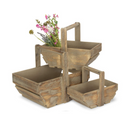 Oak Effect Wooden Trug Set 3 | London Grocery